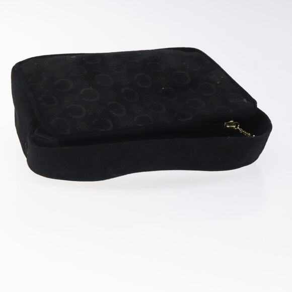 CELINE C Macadam Canvas Hand Bag Suede Black Gold - Picture 7 of 12